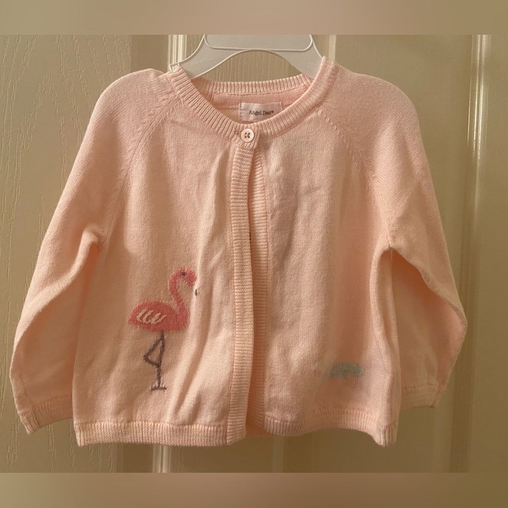 Angel Dear Baby Girl Pink Flamingo Cardigan Size 6-12 Months NWT